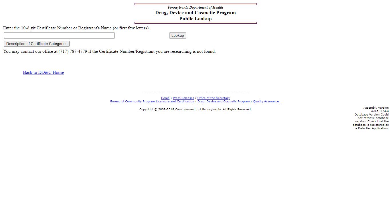 Pennsylvania Department of Health - Public Lookup - PA.Gov